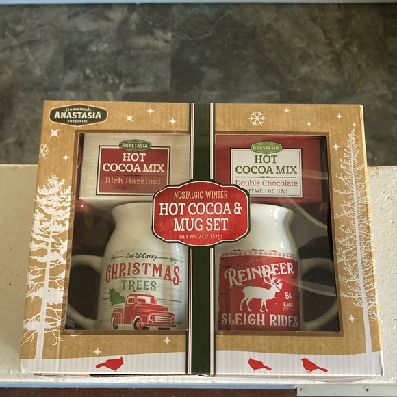 BNIB- Nostalgic Christmas Trees & Reindeer Rides Milk Jug Mugs & Hot Cocoa Set - Picture 8 of 15